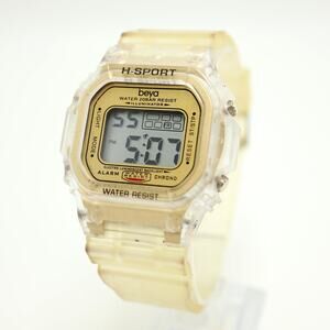 Beya Clear Transparent Sport 44mm Digital Watch Alarm Chrono with New Battery